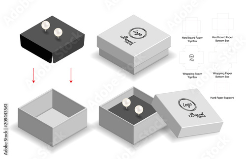 rigid box for earring mockup with dieline