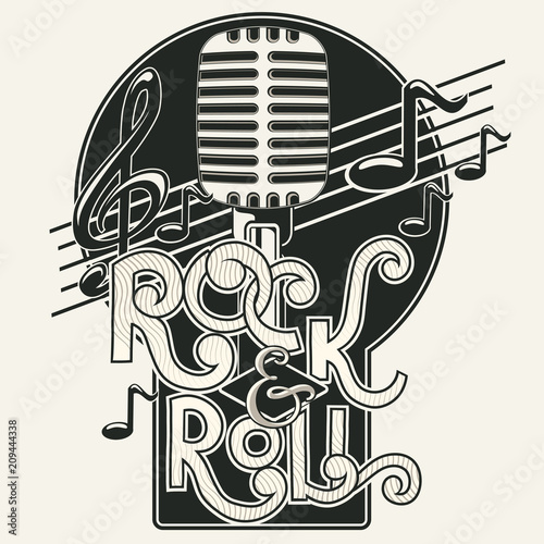 Rock and roll music emblem