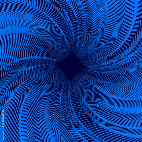 Vector surreal illusion art for design, line art 3d dimensional textured inner space, hallucinogen drug trip theme. Fantastic psychedelic trendy modern op art, optical dimensional illusion.