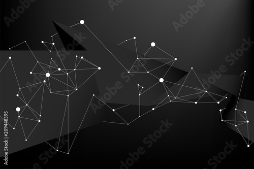 Futuristic Background Origami fold Stripe with Polygon Dot connect line