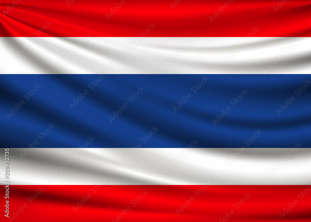 Naklejka premium Flag of Thailand. fabric design background, vector illustration