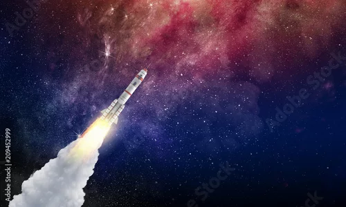 Obraz Rakietowy statek kosmiczny. Różne środki przekazu