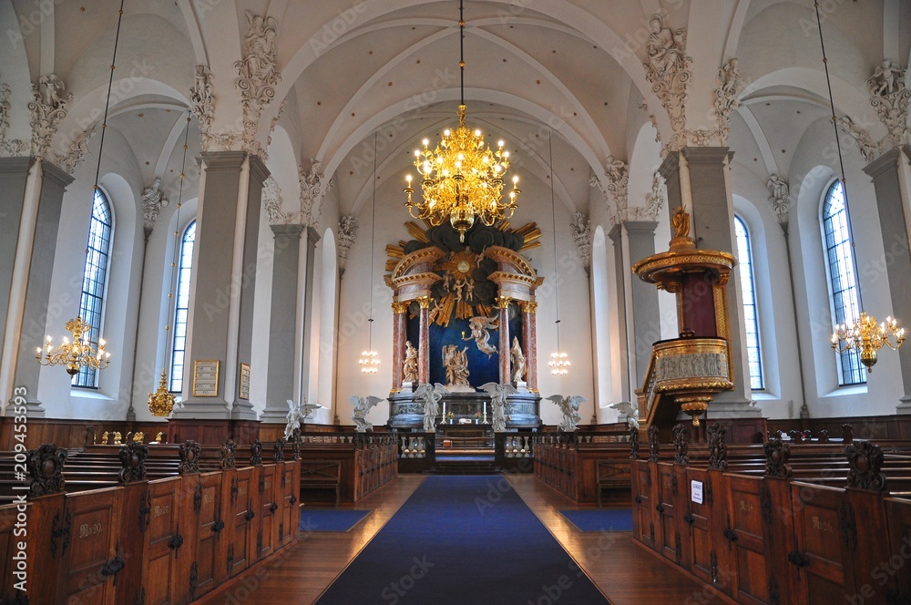 Interior view of church - Vor frelsers kirke in Copenhagen, Denmark