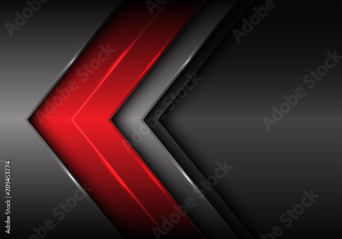 Abstract red dark gray metal arrow design modern futuristic background vector illustration.