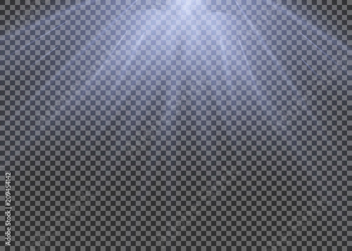 Light flare special effect with rays of light and magic sparkles. Glow transparent vector light effect set, explosion, glitter, spark, sun flash.