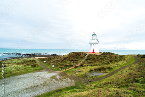 Waipapa point, the lighthouse, ocean and cloudy.