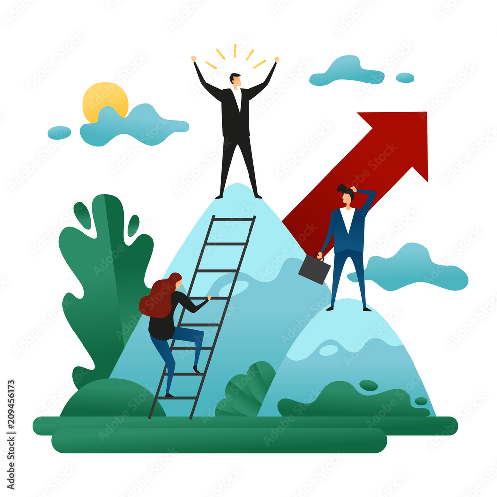 Office Work. People Climb to the Leadership Position. Achieve Success. Concept of Career Growth. Business Concept Vector Illustration Office Work. People Climb to the Leadership Position. Achieve Success. Concept of Career Growth. Business Concept Vector Illustration