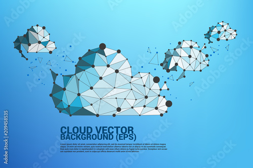 Cloud computing network concept polygon dot connected line : Concept of cloud server, Storage and data