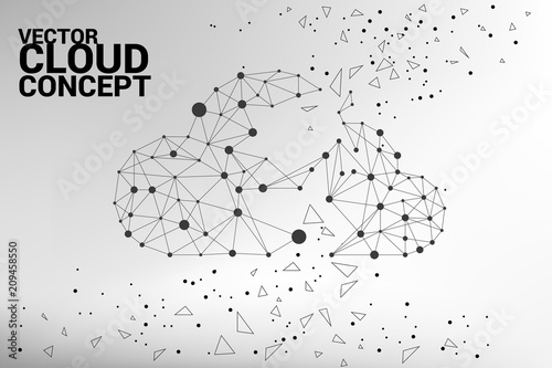 Cloud computing network concept polygon dot connected line : Concept of cloud server, Storage and data
