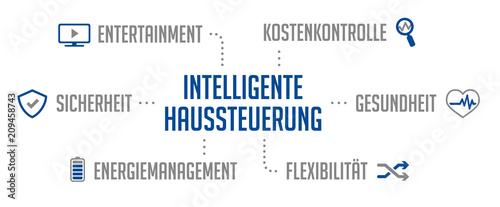 Infografik Intelligente Haussteuerung Blau