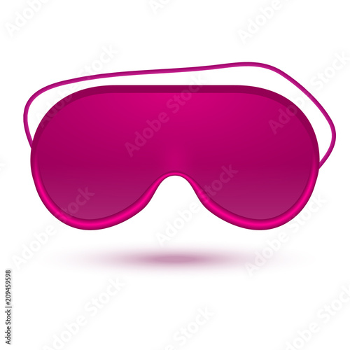 Purple eye sleep mask vector illustration. Sleep accessory object. Eye protection for rest night travel