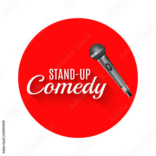 Stand up comedy template vector logo. Stand up corporate promotion symbol advertising banner