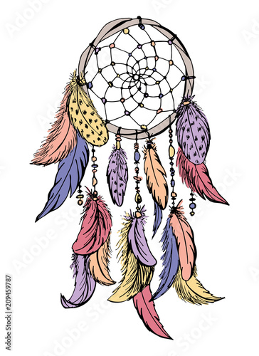 Dream catcher sketch. Hand drawn vector illustration.