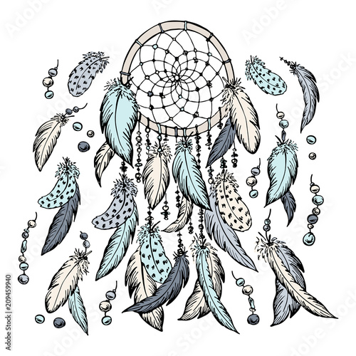 Dream catcher sketch. Hand drawn vector illustration.
