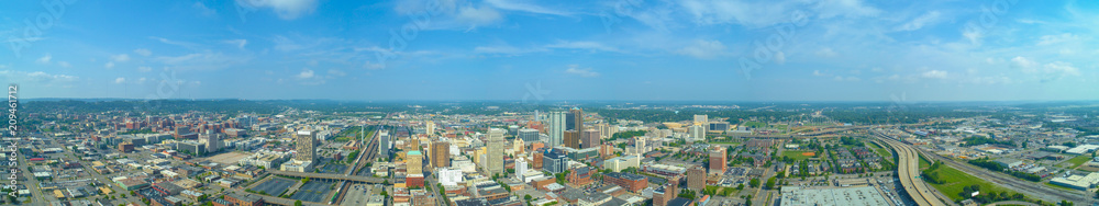 Aerial panorama Birmingham Alabama Downtown