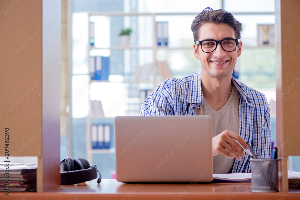 Student studying at home preparing for exam
