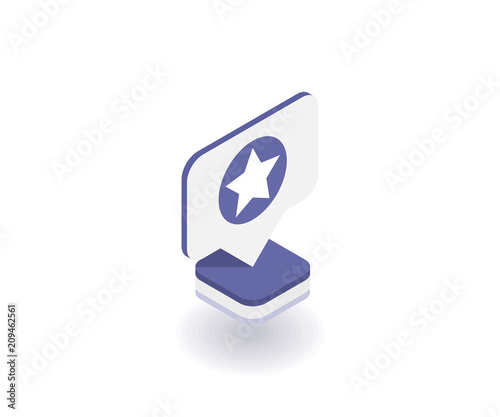 Star icon, vector symbol in flat isometric 3D style isolated on white background. Social media illustration.