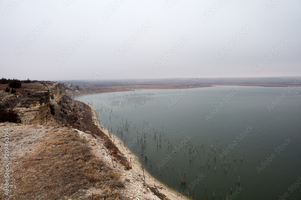 Landscape view of Cedar Bluff Reservoir, Kansas