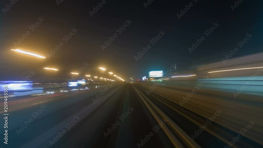 Metro Dubai night time lapse Metro Dubai night time lapse