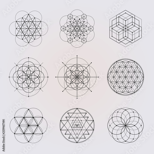 Sacred geometry vector design elements.