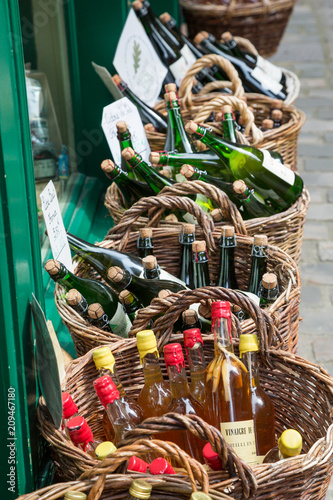 Honfleur Normandy May 4th 2013 : A selection of ciders at a shop in Honfleur