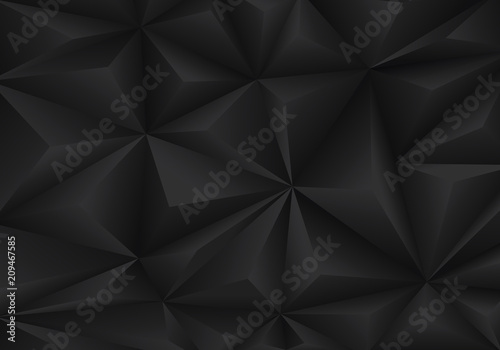 Abstract black triangle polygon pattern background texture vector illustration.