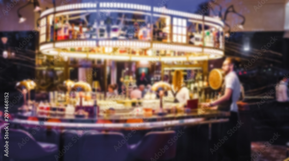 Blurred Luxury bar counter of restaurant