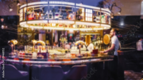 Blurred Luxury bar counter of restaurant