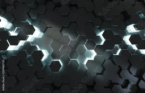 Obraz ciemny wzór z sześciokątów