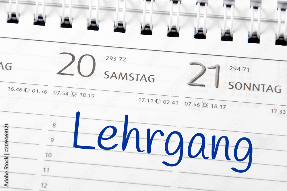 Eintrag im Kalender: Lehrgang Stock Photo | Adobe Stock