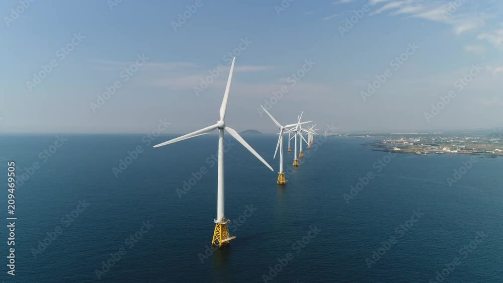 Picture Idea: Landscape With Offshore Wind Turbines Jeju Island South Korea Asia
