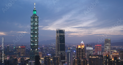 Taipei city in the evening