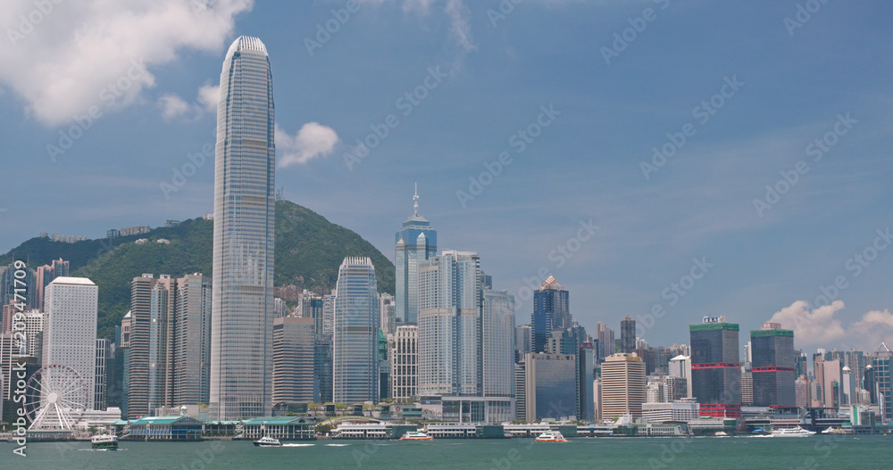 Fototapeta premium Hong Kong urban city skyline in sunny day