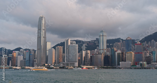 Hong Kong urban city skyline in sunny day © leungchopan