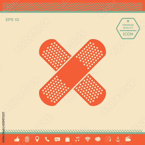 Cross adhesive bandage, medical  plaster icon