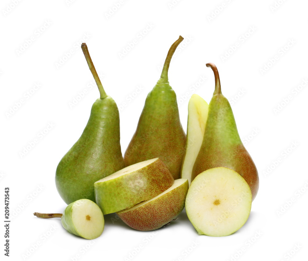 Sliced pear fruits isolated on white background Sliced pear fruits isolated on white background