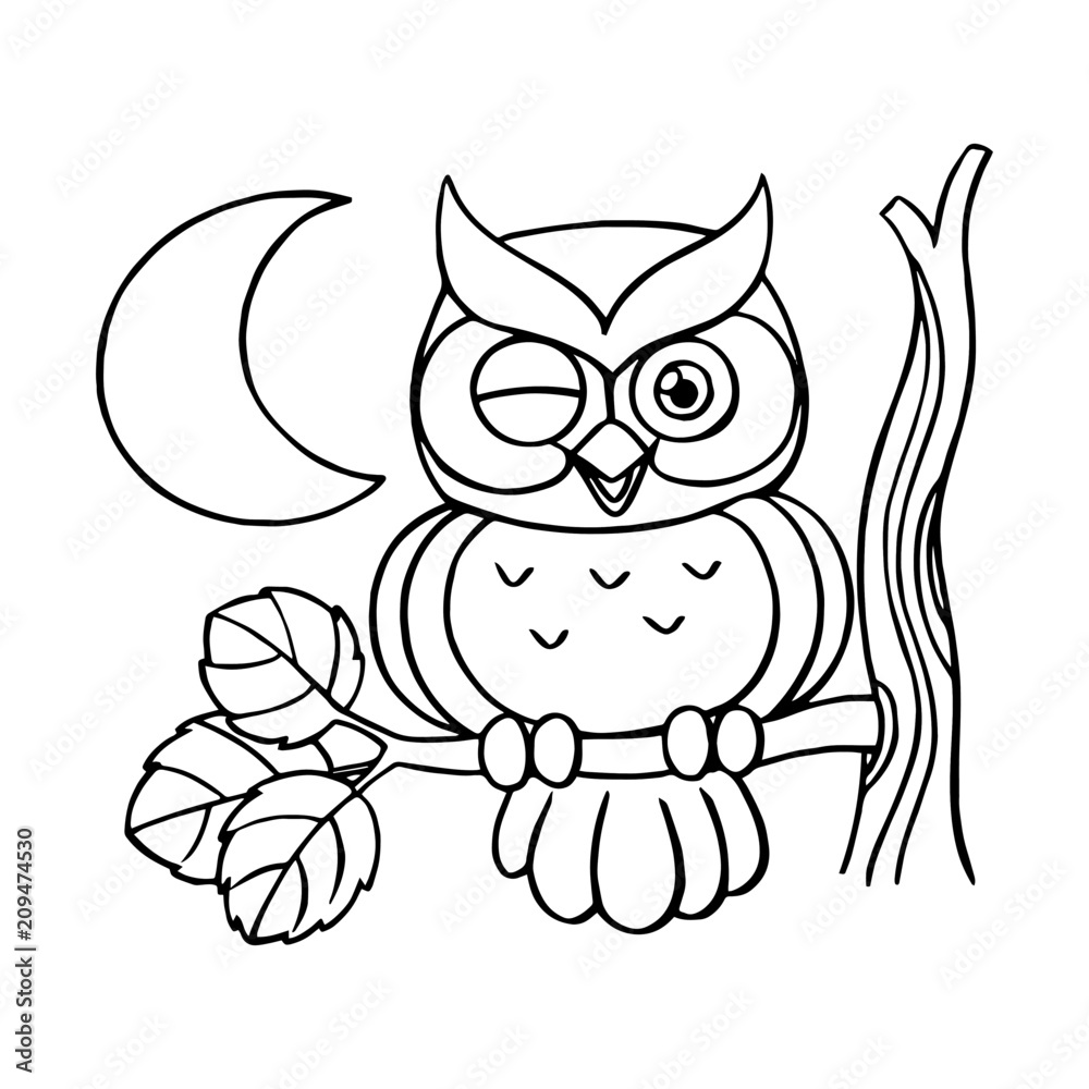 Owl cartoon illustration isolated on white background for children color book Owl cartoon illustration isolated on white background for children color book