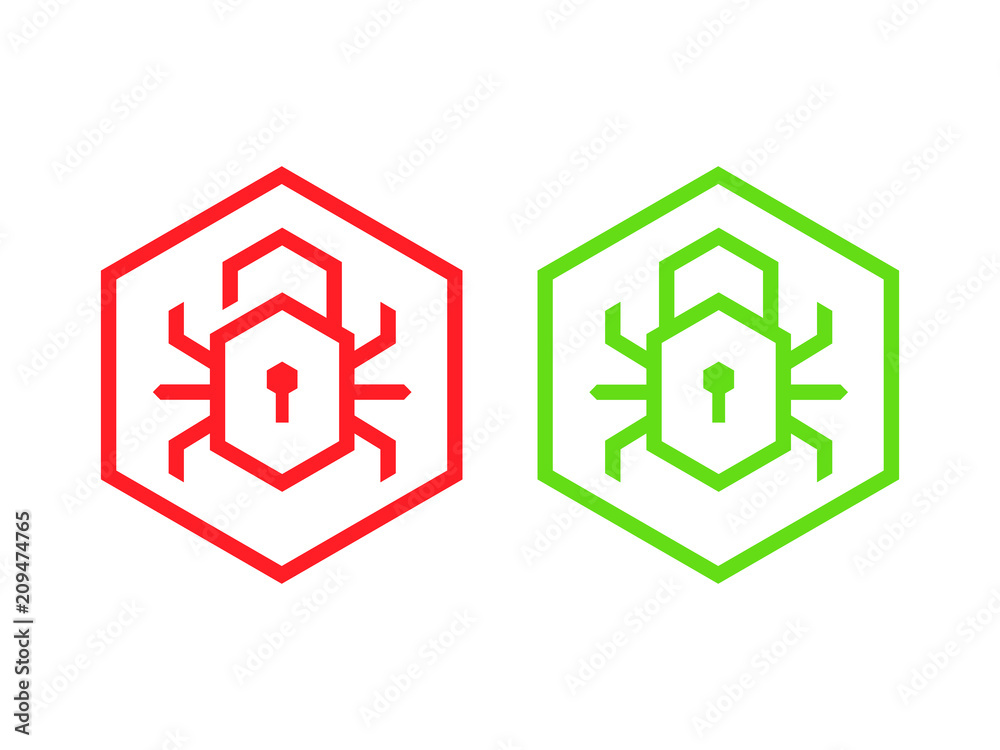 Malware Virus Icon Lock Unlock Protection Vector Malware Virus Icon Lock Unlock Protection Vector
