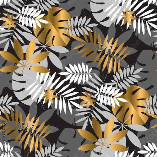Gold and black vibrant trop...