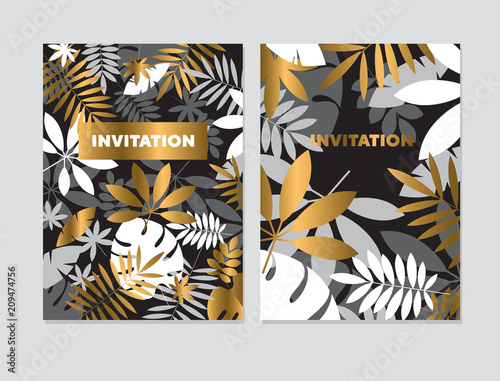 Luxury abstract tropical leaves design element
