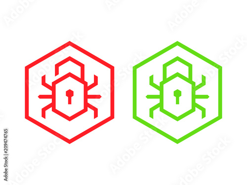 Malware Virus Icon Lock Unlock Protection Vector