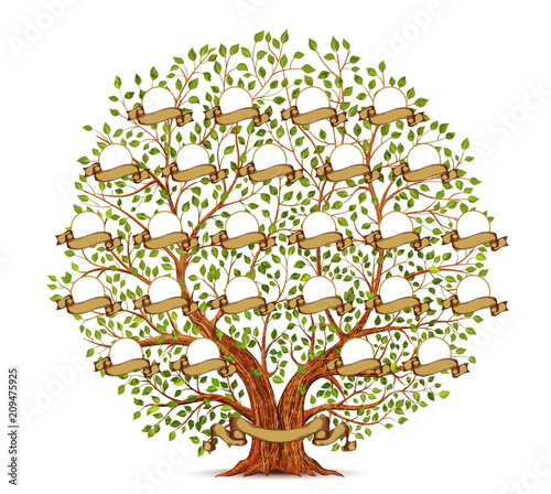 Family Tree template vintage vector illustration
