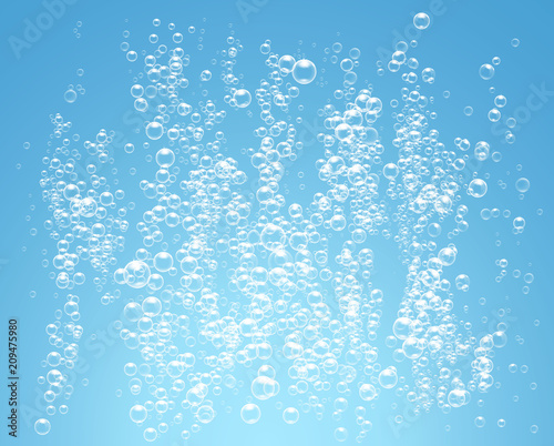 Bubbles under water on blue background vector illustration