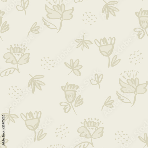 Seamless floral pattern with flowers and leaves