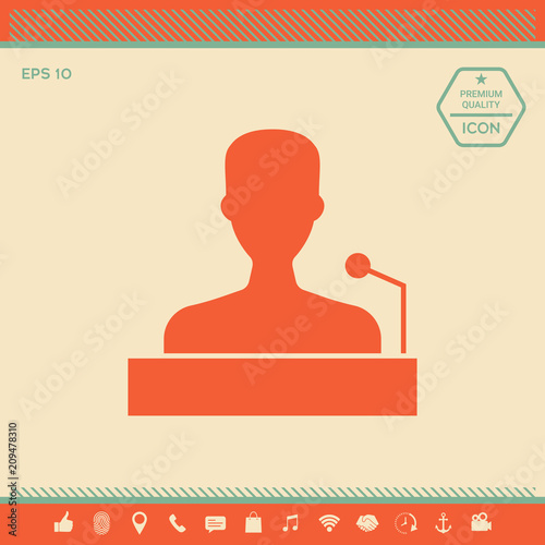 Speaker, orator speaking from tribune icon