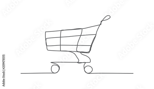 Shopping Cart One line drawing