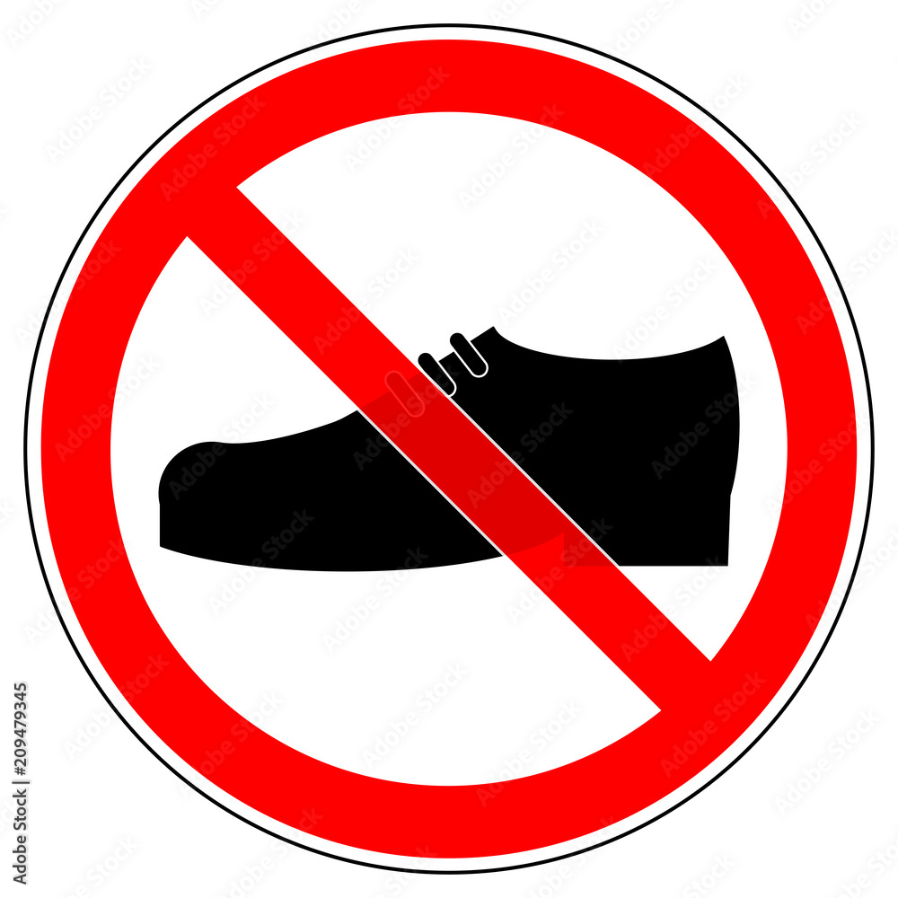 srr371 SignRoundRed german Verbotszeichen Betreten mit Schuhen