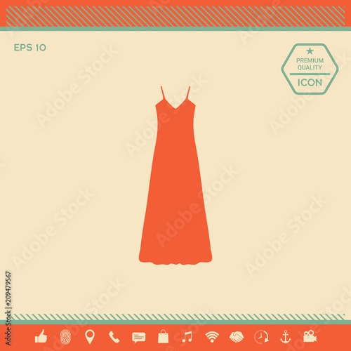 Long Dress, Evening dress, combination or nightie , the silhouette. Menu item in the web design