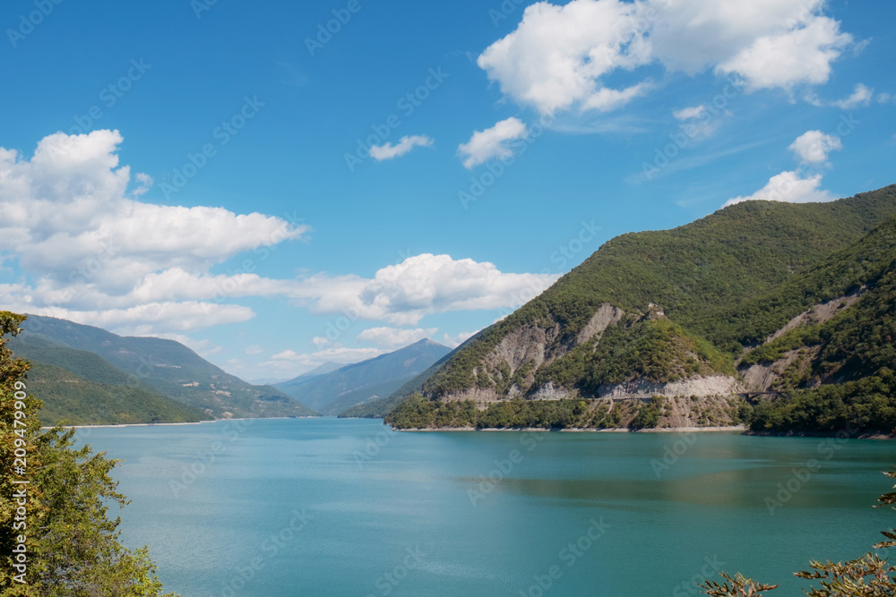 zhinvali reservoir in Georgia, on river aragvi