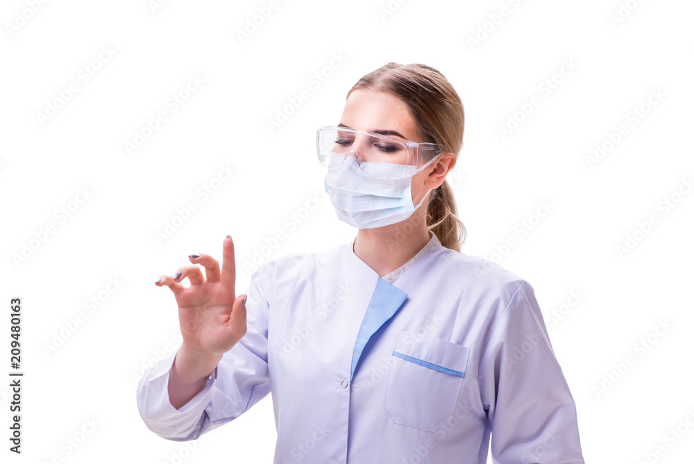 Young woman doctor isolated on white background Young woman doctor isolated on white background